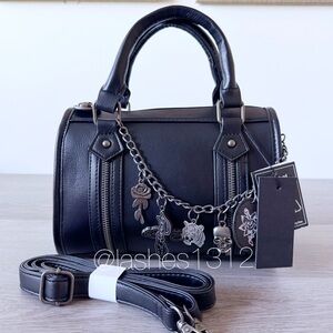 ED HARDY Black Barrel Crossbody Satchel w/ Swag Chain